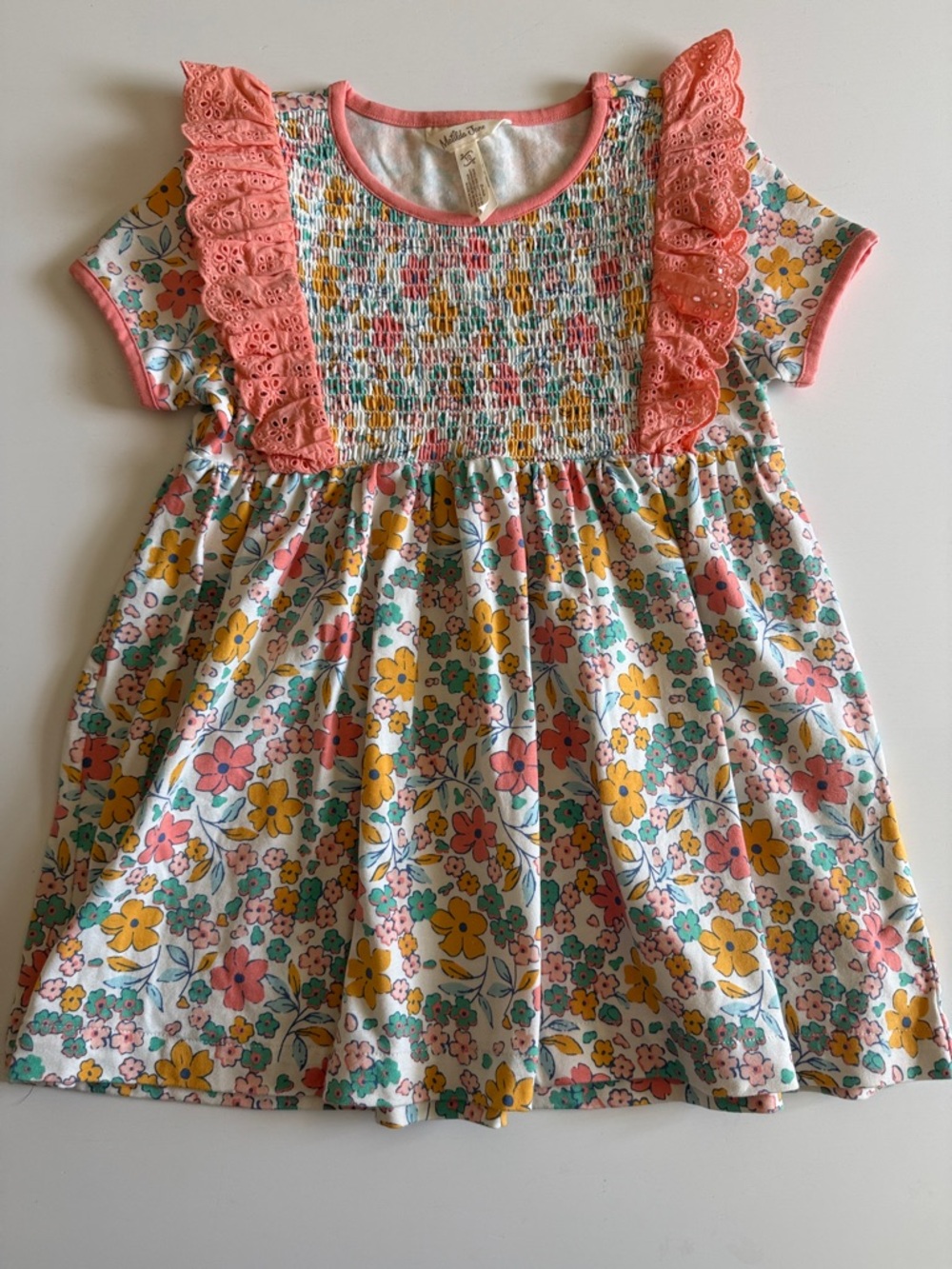 Matilda Jane Coral & Yellow Floral Smocked Tunic Top